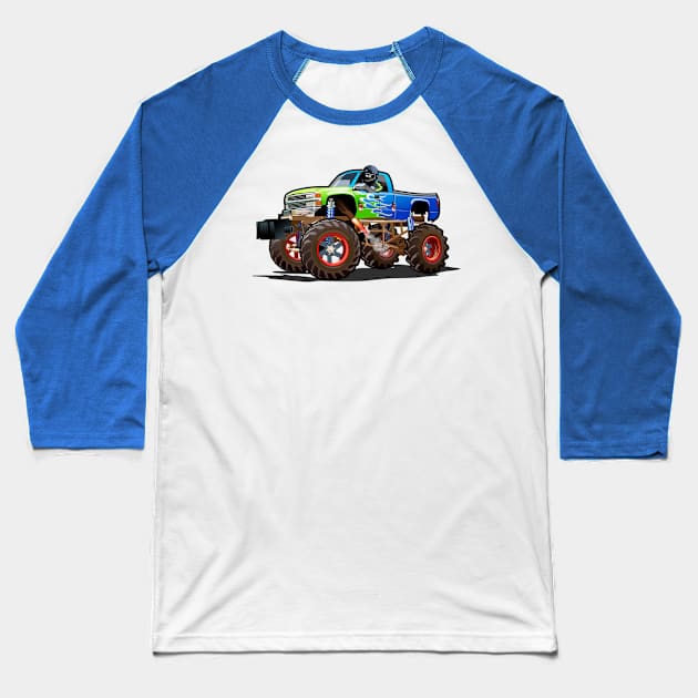 Cartoon Monster truck Baseball T-Shirt by Mechanik